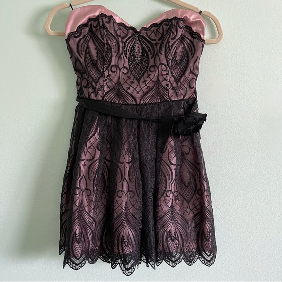 Lace Beaded bebe Mini Dress - Picture 1 of 16